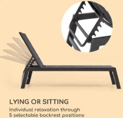 Blumfeldt Renazzo Lounge Ligstoel - Ligbed Voor De Tuin - Aluminium Tuinstoel - 6 Standen - Waterafstotend - Bekleding Van 70 % Pvc En 30 % Polyetheen - Zwart -Tuin En Buiten 1200x1157 5
