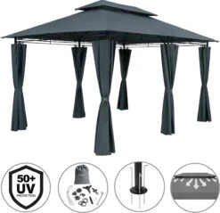 Casaria Paviljoen Topas 3x4m - UV-bescherming 50+ - Antraciet 16 Casaria Paviljoen Topas 3x4m - UV-bescherming 50+ - Antraciet -Tuin En Buiten 1200x1160
