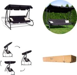 Springos Schommelbank | Linda-Schommel | 3-zits | Waterafstotend | Inclusief 2 Kussens | Verstelbare Luifel | 162 X 200 X 120 Cm | Zwart 17 Springos Schommelbank | Linda-Schommel | 3-zits | Waterafstotend | Inclusief 2 Kussens | Verstelbare Luifel | 162 X 200 X 120 Cm | Zwart -Tuin En Buiten 1200x1171 5