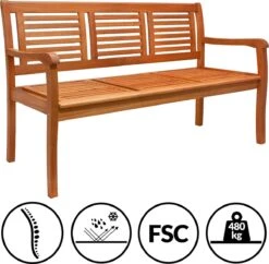 Casaria Tuinbank - FSC®-Gecertificeerd Eucalyptushout - 153cm Bruin -Tuin En Buiten 1200x1176 9