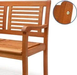 Casaria Tuinbank - FSC®-Gecertificeerd Eucalyptushout - 153cm Bruin -Tuin En Buiten 1200x1177 11