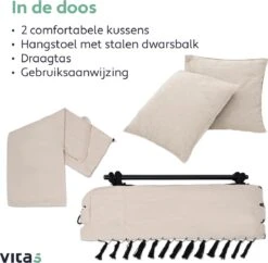 Vita5 XXL Hangstoel | Binnen&Buiten Hangnest | Incl. 2 Kussens En Boekenvak | Volwassenen&Kinderen | Hangmatstoel Tot 225kg | Beige -Tuin En Buiten 1200x1178 10