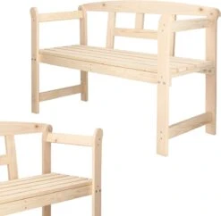 Merkloos Springos Tuinbank | Tuinbankje | Zitbank Buiten | Naaldhout | 119 X 78 X 45 Cm | Licht -Tuin En Buiten 1200x1178 12