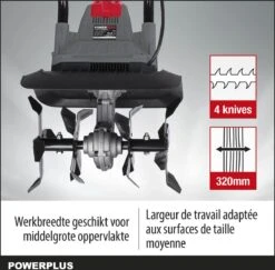 Powerplus POWEG7010 Tuinfrees - 1050W - Werkbreedte 320mm - Werkdiepte Max. 220mm - Incl. 4 Messen -Tuin En Buiten 1200x1179 14