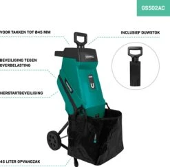 VONROC Hakselaar/Shredder 2500W – Voor Takken Tot Ø45mm – Incl. 45L Opvangzak & Duwstok -Tuin En Buiten 1200x1179 2