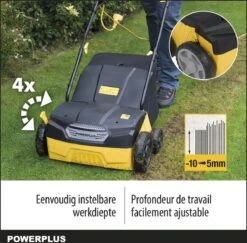 Powerplus POWXG7513 Elektrische Verticuteermachine - Mos Verwijderaar - 1400W - 320mm Maaibreedte - 45L Opvangbak - Incl. Gazonbeluchter/grasbeluchter -Tuin En Buiten 1200x1180