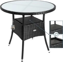Casaria Polyrattan Bijzettafel 80cm Rond - 5mm Veiligheidsglas – Zwart 13 Casaria Polyrattan Bijzettafel 80cm Rond - 5mm Veiligheidsglas – Zwart -Tuin En Buiten 1200x1185 5