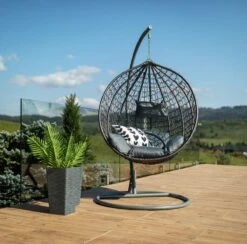 Bircim Hangstoel Ei/Egg-Vorm Met Dikke Kussens - Voor Binnen En Buiten - Incl. Standaard, Onderstel & Kussens - Antraciet 10 Bircim Hangstoel Ei/Egg-Vorm Met Dikke Kussens - Voor Binnen En Buiten - Incl. Standaard, Onderstel & Kussens - Antraciet -Tuin En Buiten 1200x1187 6
