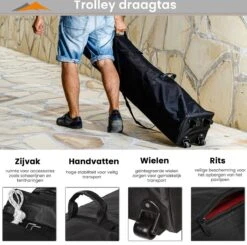 Easy Up Partytent - Partytent - Paviljoen - Partytent Opvouwbaar - Partytent 3x3 - Partytent Met Zijwanden - Inclusief Trolley - Waterdicht - UV 50+ Bescherming - Met Ramen - 16 Kg - Staal - Antraciet - 300 X 300 Cm -Tuin En Buiten 1200x1188 1