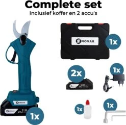 NovarGarden® Elektrische Snoeischaar NG1 - 2x Accu - Elektrisch - Takkenschaar - Op Batterij - 28mm -Tuin En Buiten 1200x1189 4