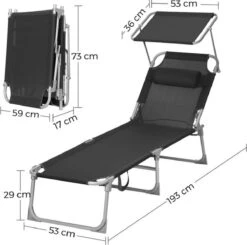 Ligstoel Met Hoofdsteun En Zon Bescherming Verstelbare Rugleuning Inklapbaar Donker Grijs Ligbed Tuin -Tuin En Buiten 1200x1189 7