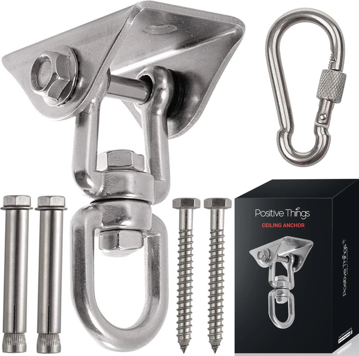 Ophangsysteem - Plafondhaak RVS - Ophanghaak TRX - Hangstoel Buiten - Hangstoel Binnen – Schommelstoel - Schommel - Bokszakken - RVS - 300kg 1 Ophangsysteem - Plafondhaak RVS - Ophanghaak TRX - Hangstoel Buiten - Hangstoel Binnen – Schommelstoel - Schommel - Bokszakken - RVS - 300kg