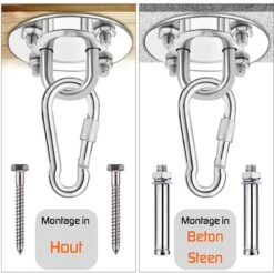 Plafondhaak – Voor Beton En Hout - Hangstoel – Hangmat – Bokszak – RVS – Binnen En Buiten – Ophangsysteem – Ophanghaak – 400KG -Tuin En Buiten 1200x1194 5