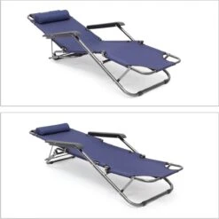 Relaxdays Ligstoel Inklapbaar - Ligbed Met Hoofdsteun - Strandstoel Verstelbaar - Camping - Donkerblauwe -Tuin En Buiten 1200x1198 22