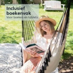 Vita5 XXL Hangstoel | Binnen&Buiten Hangnest | Incl. 2 Kussens En Boekenvak | Volwassenen&Kinderen | Hangmatstoel Tot 225kg | Beige -Tuin En Buiten 1200x1200 1059