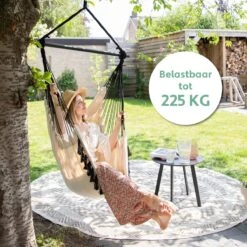 Vita5 XXL Hangstoel | Binnen&Buiten Hangnest | Incl. 2 Kussens En Boekenvak | Volwassenen&Kinderen | Hangmatstoel Tot 225kg | Beige -Tuin En Buiten 1200x1200 1061