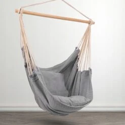 RENALUX Hangstoel Buiten En Binnen - Hangstoel Voor Binnen - Hangstoel Zonder Standaard - Hangstoel Cocoon - Gratis 2 Zachte Kussens - 150 KG - Grijs -Tuin En Buiten 1200x1200 1074