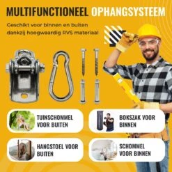 Itstrong® Plafondhaak Ophangsysteem Voor Binnen & Buiten – Ophanghaak Voor Bokszak – Schommel – Schommelstoel – Hangstoel - RVS -Tuin En Buiten 1200x1200 1097