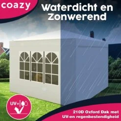Waterdichte Partytent 3x3 Meter Opvouwbaar Met Zijwanden- Paviljoen Met Zijpanelen - Easy Up - Pop-up Tent Met Haringen, Touw En Anti Slip Poten -Tuin En Buiten 1200x1200 112