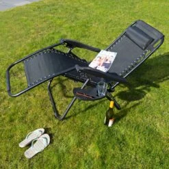 Luxe Ligstoel Met Hoofdsteun & Voetsteun - Verstelbare Rugleuning - Zonnebed Relaxstoel Voor Tuin/Terras/Strand/Balkon/Zwembad/Camping - Inklapbaar - Weerbestendig - Zwart -Tuin En Buiten 1200x1200 1123