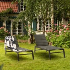 Blumfeldt Renazzo Lounge Ligstoel - Ligbed Voor De Tuin - Aluminium Tuinstoel - 6 Standen - Waterafstotend - Bekleding Van 70 % Pvc En 30 % Polyetheen - Zwart -Tuin En Buiten 1200x1200 1127