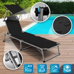 Sens Design Zonnebed - Ligbed Inklapbaar Met Zonneklep - Zwart -Tuin En Buiten 1200x1200 1141