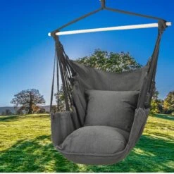 Hangmat Stoel - Hangstoel Voor Binnen Of Buiten - Incl. 2 Kussens - Zwart/Grijs Antraciet -Tuin En Buiten 1200x1200 1168
