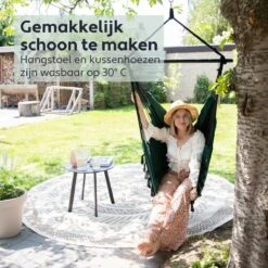 Vita5 XXL Hangstoel | Binnen&Buiten Hangnest | Incl. 2 Kussens En Boekenvak | Volwassenen&Kinderen | Hangmatstoel Tot 225kg | Donkergroen 16 Vita5 XXL Hangstoel | Binnen&Buiten Hangnest | Incl. 2 Kussens En Boekenvak | Volwassenen&Kinderen | Hangmatstoel Tot 225kg | Donkergroen -Tuin En Buiten 1200x1200 1172