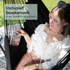Vita5 XXL Hangstoel - Binnen&Buiten Hangnest - Incl. 2 Kussens En Boekenvak - Volwassenen&Kinderen - Hangmatstoel Tot 225kg - Zwart -Tuin En Buiten 1200x1200 1187