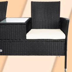 Casaria Polyrattan Tuinbank - Incl. Kussen - 143x55x88 Cm Zwart -Tuin En Buiten 1200x1200 1265