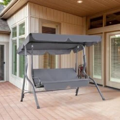 Merkloos Casaria Hollywood Schommel - Antraciet - Incl. Zonnekap -Tuin En Buiten 1200x1200 1336