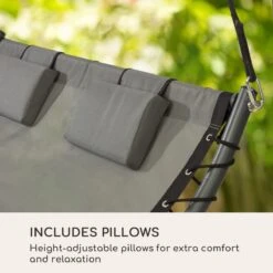 Blumfeldt Palermo Schommelbank - Hollywoodschommel 130 X 207 Cm - Ligbed Met Dak - Schommelstoel Voor 2 Personen - Tuinbank Inclusief Nekkussens - Stalen Frame En Polyester Dak - Grijs -Tuin En Buiten 1200x1200 1343