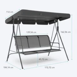 LifeGoods Schommelbank - 3-zits - Tot 250KG - Kantelbaar Dak - UV-bestendig Zonnescherm - 172x104x162cm - Grijs 19 LifeGoods Schommelbank - 3-zits - Tot 250KG - Kantelbaar Dak - UV-bestendig Zonnescherm - 172x104x162cm - Grijs -Tuin En Buiten 1200x1200 1356