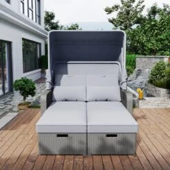 Polyrattan Patio Rieten Meubels Set Voor 2 Personen-Outdoor Rattan Sofa Set Met Intrekbare Luifel-lounge Bank-PE Rotan Loveseat Voor Achtertuin Veranda Tuin Zwembad Balkon-grijs -Tuin En Buiten 1200x1200 1359