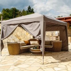 Easy Up Partytent - Partytent - Paviljoen - Partytent Opvouwbaar - Partytent 3x3 - Partytent Met Zijwanden - Inclusief Trolley - Waterdicht - UV 50+ Bescherming - Met Ramen - 16 Kg - Staal - Antraciet - 300 X 300 Cm -Tuin En Buiten 1200x1200 138