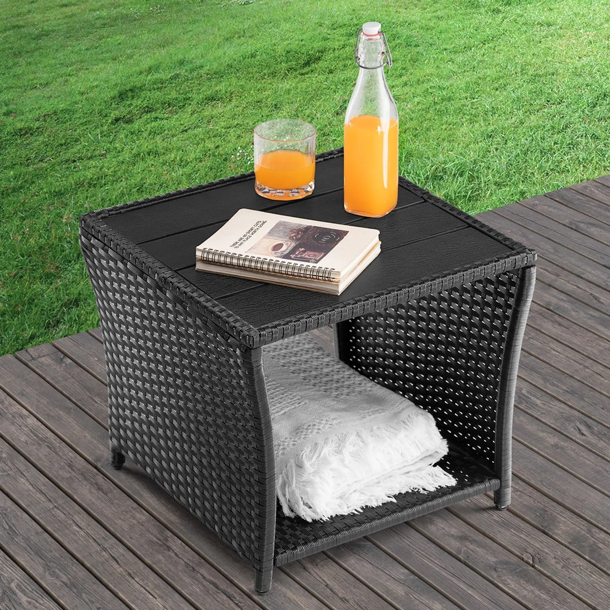 Casaria Polyrattan Bijzettafel - WPC Tafelblad 45x45x40cm – Zwart 9 Casaria Polyrattan Bijzettafel - WPC Tafelblad 45x45x40cm – Zwart - Afbeelding 9