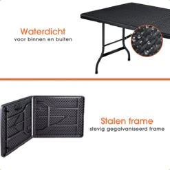 Lenx Klaptafel - Inklapbare Tafel - Opvouwbare Tuintafel - Vouwtafel - Inclusief Handvat En 2 Tafelkleden - 180x75x74cm - 6 Tot 8 Personen -Tuin En Buiten 1200x1200 1392