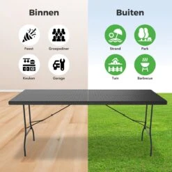LifeGoods Klaptafel - Inklapbaar - 180 Cm - 6 Tot 8 Personen - Zwart -Tuin En Buiten 1200x1200 1399