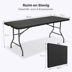 LifeGoods Klaptafel - Inklapbaar - 180 Cm - 6 Tot 8 Personen - Zwart -Tuin En Buiten 1200x1200 1400