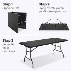 LifeGoods Klaptafel - Inklapbaar - 180 Cm - 6 Tot 8 Personen - Zwart -Tuin En Buiten 1200x1200 1402