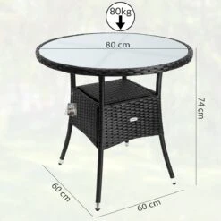 Casaria Polyrattan Bijzettafel 80cm Rond - 5mm Veiligheidsglas – Zwart 10 Casaria Polyrattan Bijzettafel 80cm Rond - 5mm Veiligheidsglas – Zwart -Tuin En Buiten 1200x1200 1425