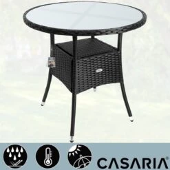 Casaria Polyrattan Bijzettafel 80cm Rond - 5mm Veiligheidsglas – Zwart 12 Casaria Polyrattan Bijzettafel 80cm Rond - 5mm Veiligheidsglas – Zwart -Tuin En Buiten 1200x1200 1427