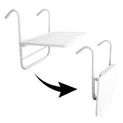 Luxe Inklapbare Balkontafel – 52 X 40 X 56cm – Wit – Hangend – Balkonbar – Balkontafels – Balkontafeltje – Hangtafel Balkon – Balcony Table – Voor Aan Het Balkon – Ophangbaar – Opklapbaar – Tafel – Inklapbaar – Buiten – Tafeltje – Klaptafel -Tuin En Buiten 1200x1200 1433