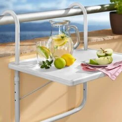 Luxe Inklapbare Balkontafel – 52 X 40 X 56cm – Wit – Hangend – Balkonbar – Balkontafels – Balkontafeltje – Hangtafel Balkon – Balcony Table – Voor Aan Het Balkon – Ophangbaar – Opklapbaar – Tafel – Inklapbaar – Buiten – Tafeltje – Klaptafel -Tuin En Buiten 1200x1200 1434