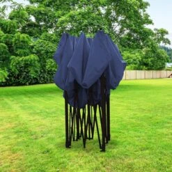 LifeGoods Partytent - 3x3 M - Easy Up - Opvouwbaar - Waterdicht - Draagtas Met Wieltjes - Donkerblauw -Tuin En Buiten 1200x1200 145