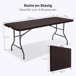 LifeGoods Klaptafel - Inklapbaar - 180 Cm - 6 Tot 8 Personen - Bruin -Tuin En Buiten 1200x1200 1451