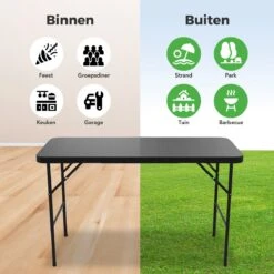 LifeGoods Klaptafel - Inklapbaar - 120 Cm - 4 Personen - Zwart -Tuin En Buiten 1200x1200 1468