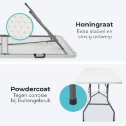 LifeGoods Klaptafel - Inklapbaar - 70x180cm - Verstelbare Vouwtafel - Weerbestendig - Wit -Tuin En Buiten 1200x1200 1478