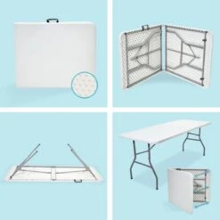 LifeGoods Klaptafel - Inklapbaar - 70x180cm - Verstelbare Vouwtafel - Weerbestendig - Wit -Tuin En Buiten 1200x1200 1480
