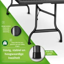 Sens Design Tuintafel Kunststof - Campingtafel Inklapbaar - Rotan-Look -Tuin En Buiten 1200x1200 1496